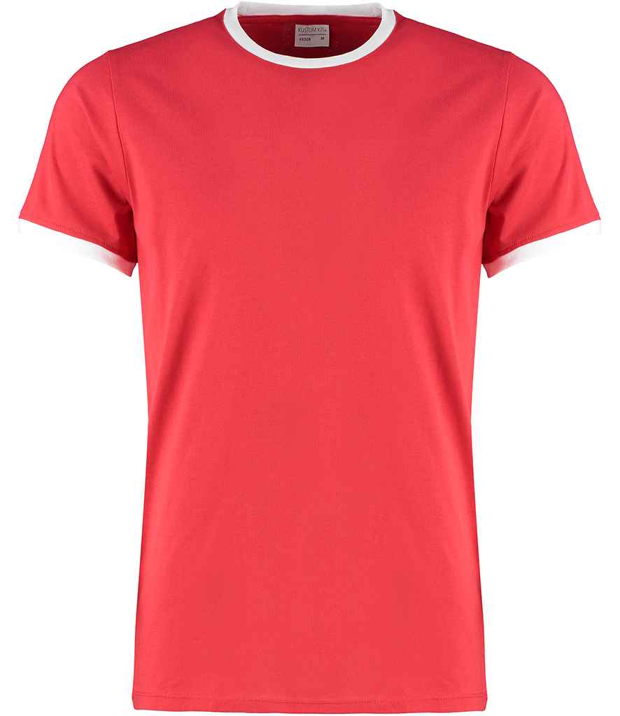 Kustom Kit Fashion Fit Ringer T-Shirt in Red White by Kustom Kit — Custom branded clothing by Print Press, featuring premium embroidery produced in our specialist print lab in the UK.