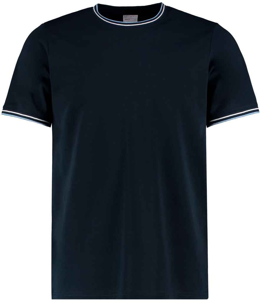 Kustom Kit Fashion Fit Tipped T-Shirt in Navy Light Blue by Kustom Kit — Custom branded clothing by Print Press, featuring premium embroidery produced in our specialist print lab in the UK.