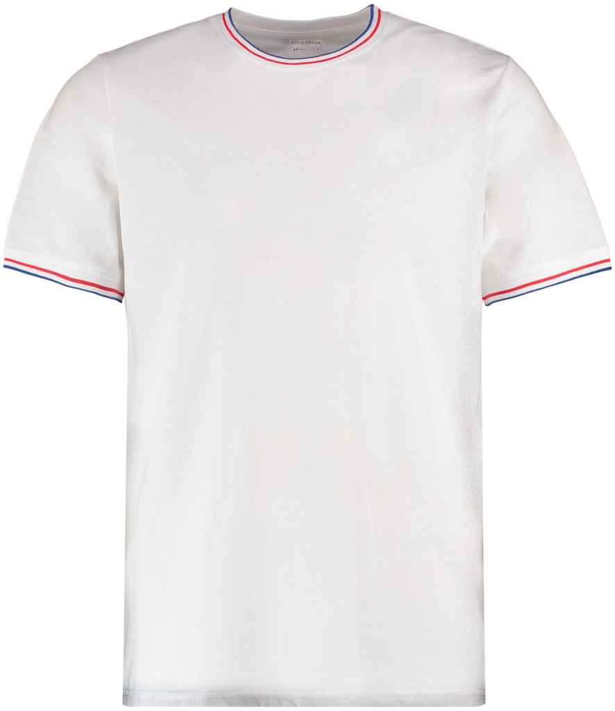 Kustom Kit Fashion Fit Tipped T-Shirt in White Royal Blue by Kustom Kit — Custom branded clothing by Print Press, featuring premium embroidery produced in our specialist print lab in the UK.