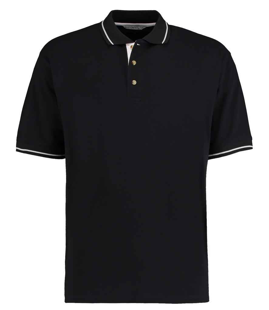 Kustom Kit St Mellion Tipped Cotton Pique Polo Shirt in Black White by Kustom Kit — Custom branded clothing by Print Press, featuring premium embroidery produced in our specialist print lab in the UK.