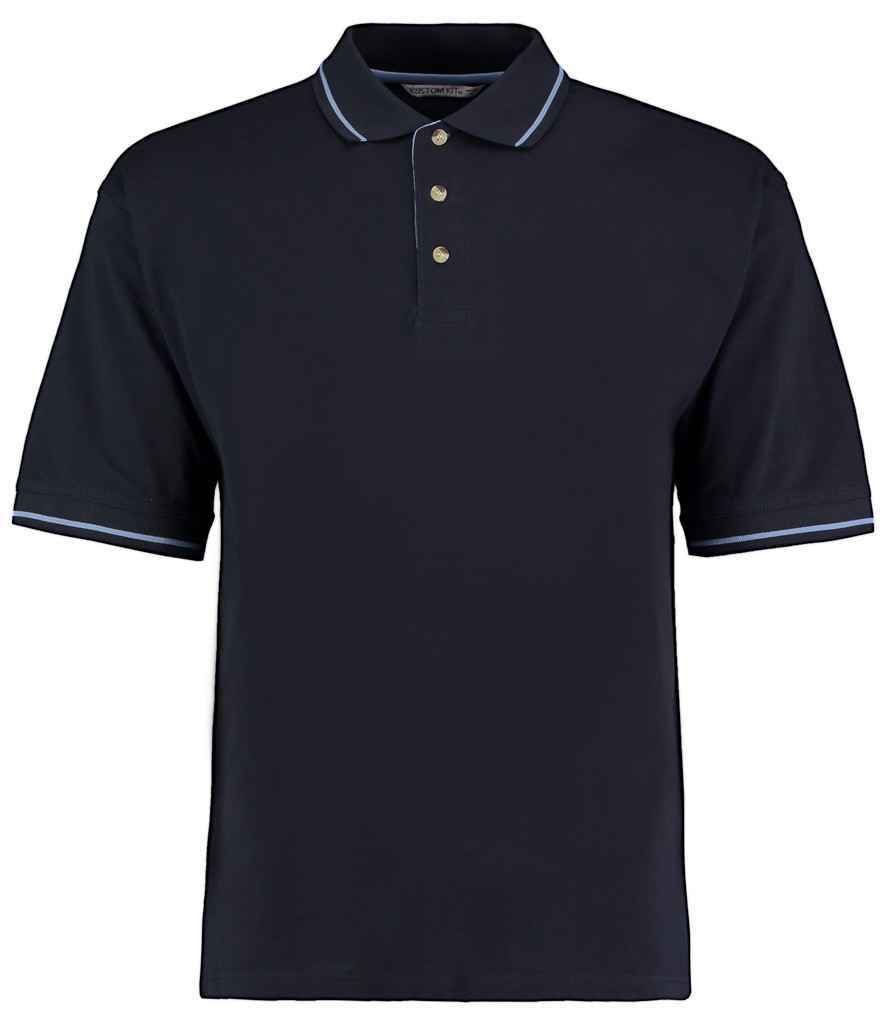 Kustom Kit St Mellion Tipped Cotton Pique Polo Shirt in Navy Light Blue by Kustom Kit — Custom branded clothing by Print Press, featuring premium embroidery produced in our specialist print lab in the UK.