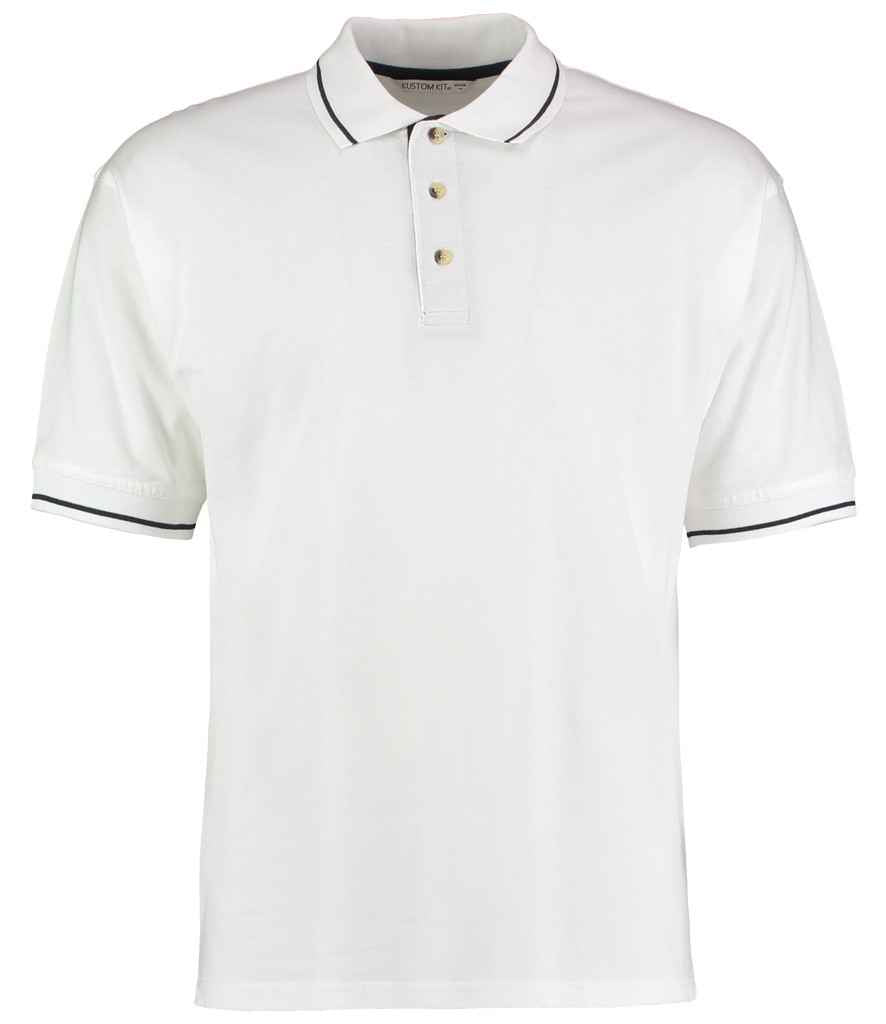 Kustom Kit St Mellion Tipped Cotton Pique Polo Shirt in by Kustom Kit — Custom branded clothing by Print Press, featuring premium embroidery produced in our specialist print lab in the UK.