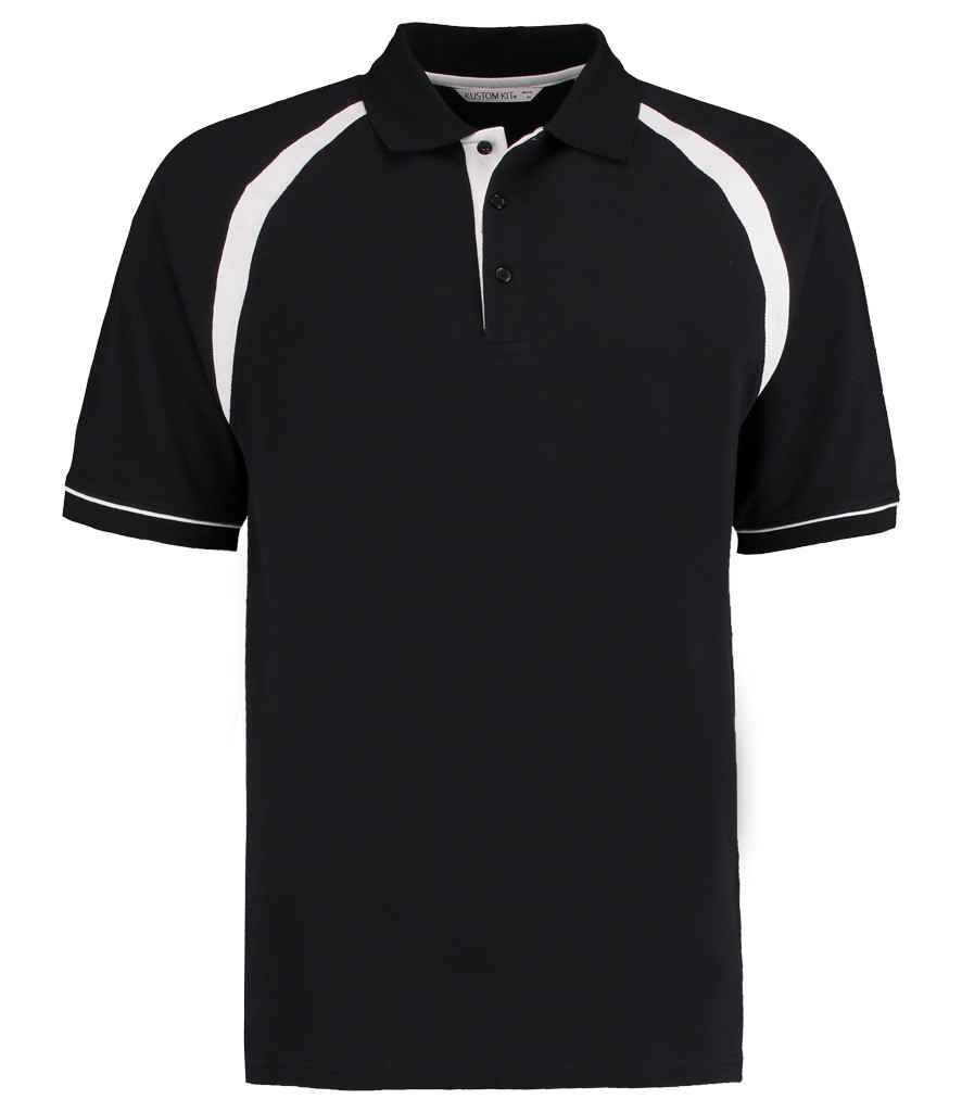 Kustom Kit Oak Hill Cotton Pique Polo Shirt in Black White by Kustom Kit — Custom branded clothing by Print Press, featuring premium embroidery produced in our specialist print lab in the UK.