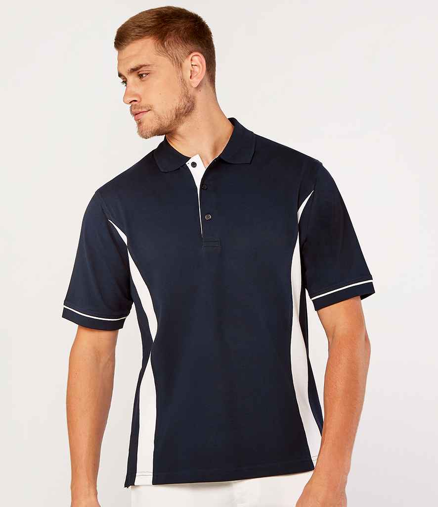 Kustom Kit Scottsdale Cotton Pique Polo Shirt in Navy White by Kustom Kit — Custom branded clothing by Print Press, featuring premium embroidery produced in our specialist print lab in the UK.