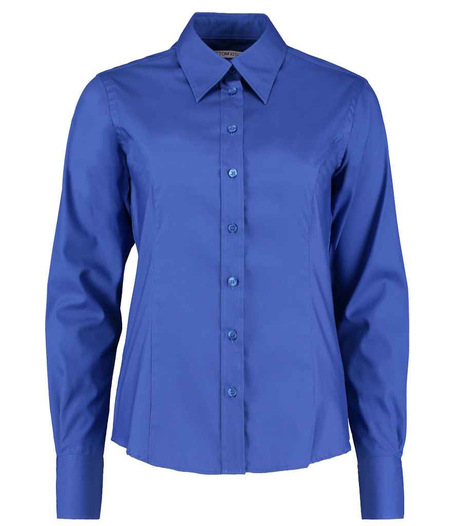 Kustom Kit Ladies Premium Long Sleeve Tailored Oxford Shirt in Royal Blue by Kustom Kit — Custom branded clothing by Print Press, featuring premium embroidery produced in our specialist print lab in the UK.