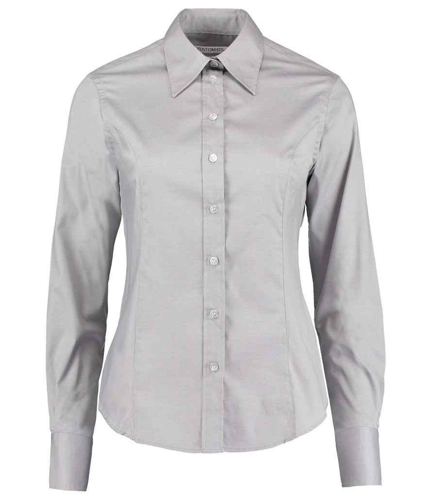Kustom Kit Ladies Premium Long Sleeve Tailored Oxford Shirt in by Kustom Kit — Custom branded clothing by Print Press, featuring premium embroidery produced in our specialist print lab in the UK.