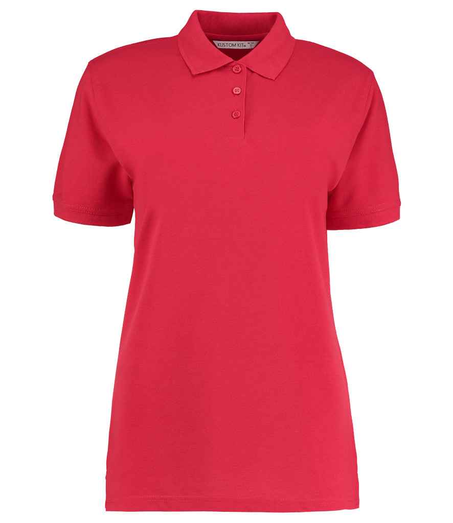 Kustom Kit Ladies Klassic Poly/Cotton Pique Polo Shirt in Red by Kustom Kit — Custom branded clothing by Print Press, featuring premium embroidery produced in our specialist print lab in the UK.