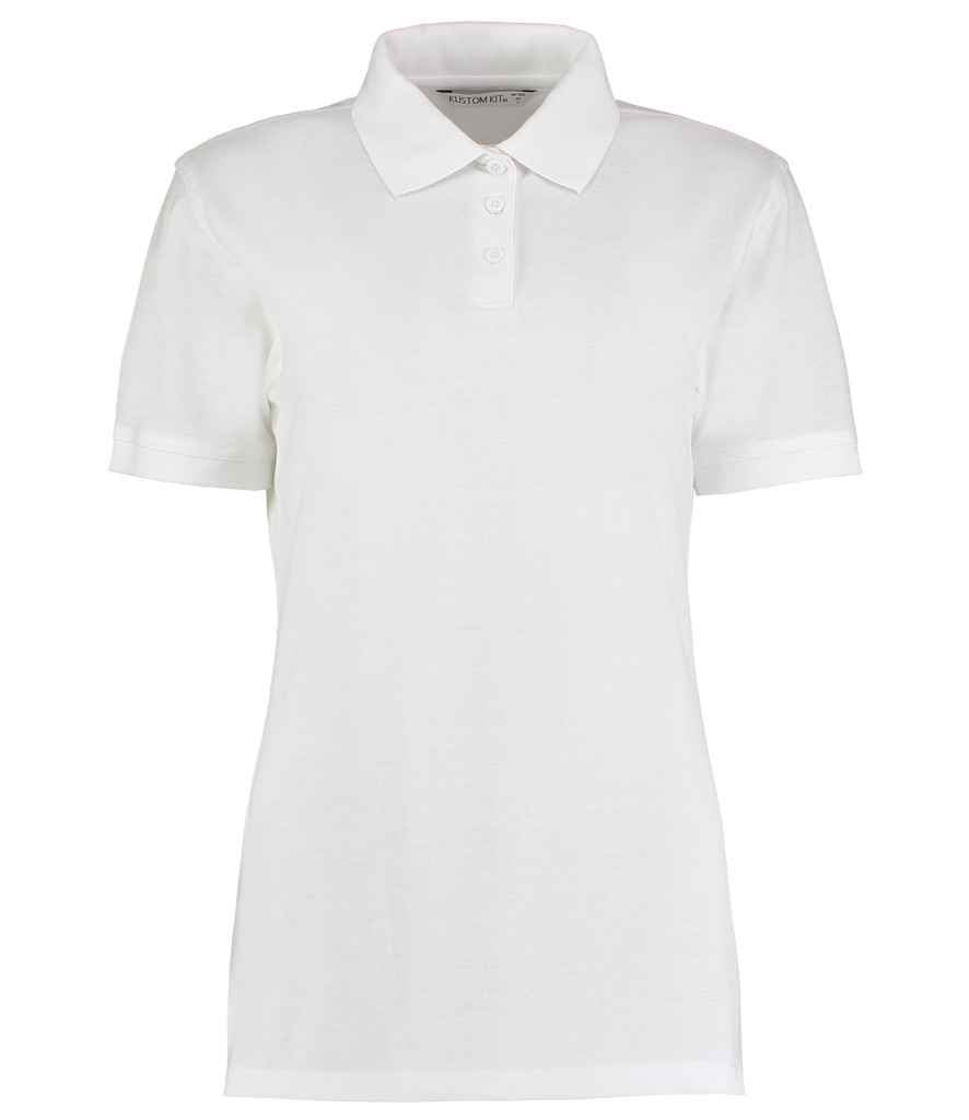 Kustom Kit Ladies Klassic Poly/Cotton Pique Polo Shirt in White by Kustom Kit — Custom branded clothing by Print Press, featuring premium embroidery produced in our specialist print lab in the UK.
