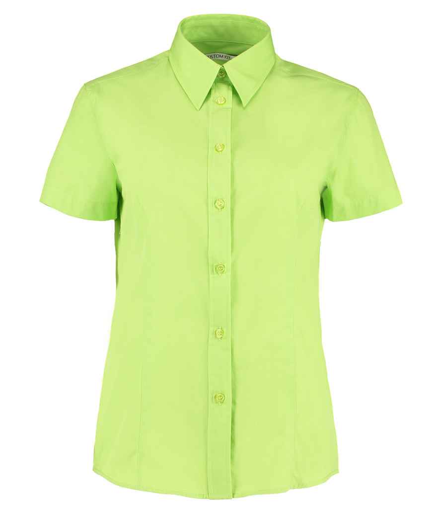 Kustom Kit Ladies Short Sleeve Classic Fit Workforce Shirt in Lime Green by Kustom Kit — Custom branded clothing by Print Press, featuring premium embroidery produced in our specialist print lab in the UK.