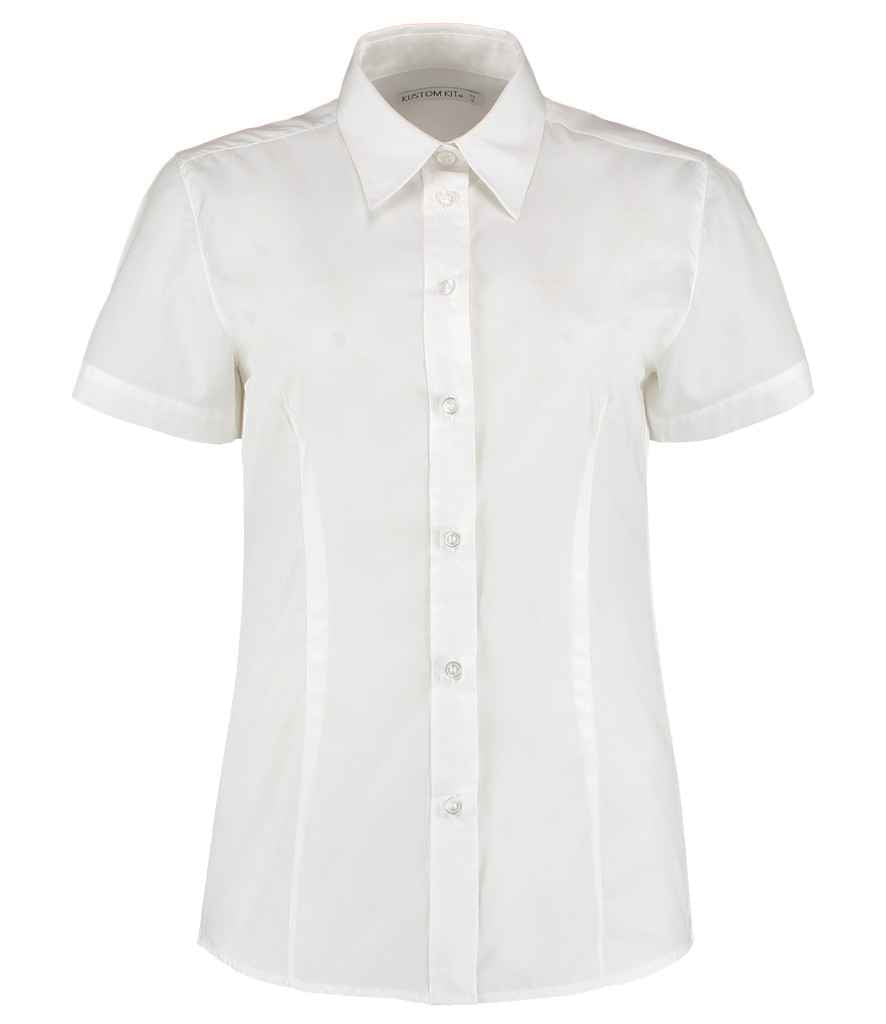 Kustom Kit Ladies Short Sleeve Classic Fit Workforce Shirt in White by Kustom Kit — Custom branded clothing by Print Press, featuring premium embroidery produced in our specialist print lab in the UK.
