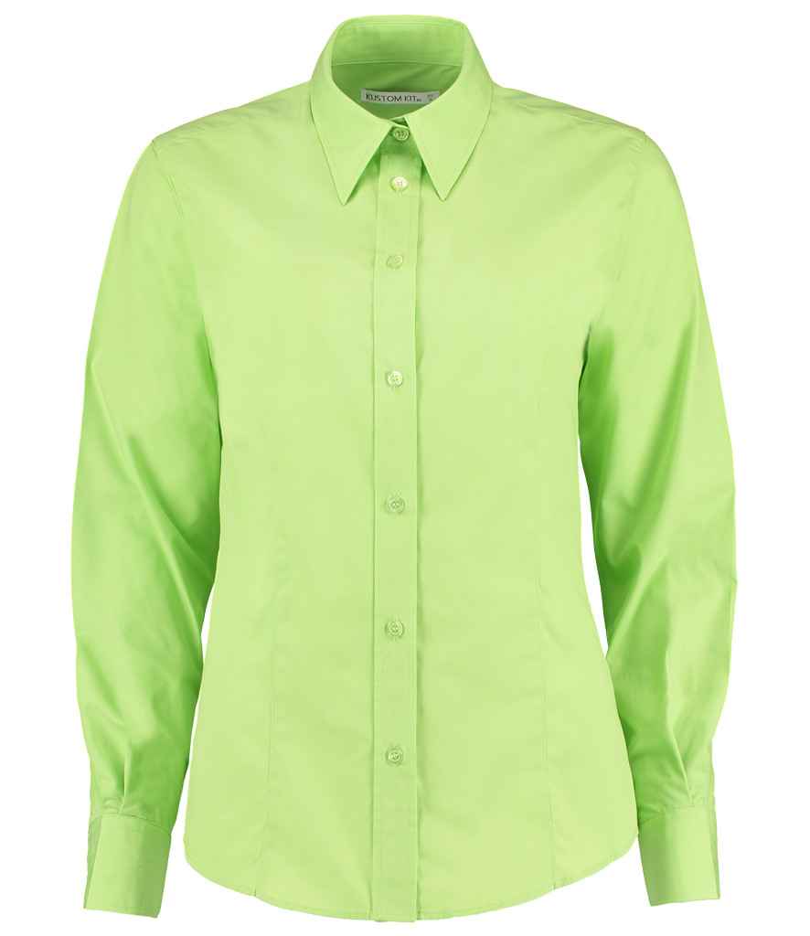 Kustom Kit Ladies Long Sleeve Classic Fit Workforce Shirt in Lime Green by Kustom Kit — Custom branded clothing by Print Press, featuring premium embroidery produced in our specialist print lab in the UK.