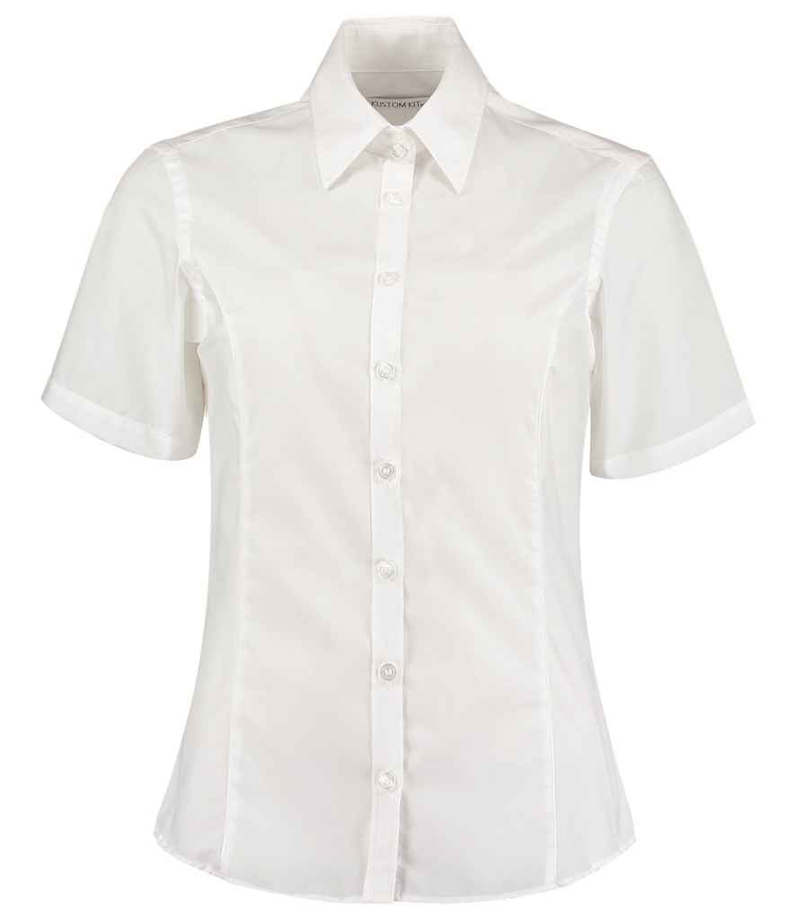 Kustom Kit Ladies Short Sleeve Tailored Business Shirt in White by Kustom Kit — Custom branded clothing by Print Press, featuring premium embroidery produced in our specialist print lab in the UK.