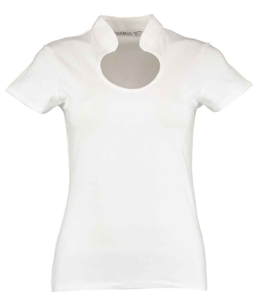 Kustom Kit Ladies Keyhole Neck Corporate Top in White by Kustom Kit — Custom branded clothing by Print Press, featuring premium embroidery produced in our specialist print lab in the UK.