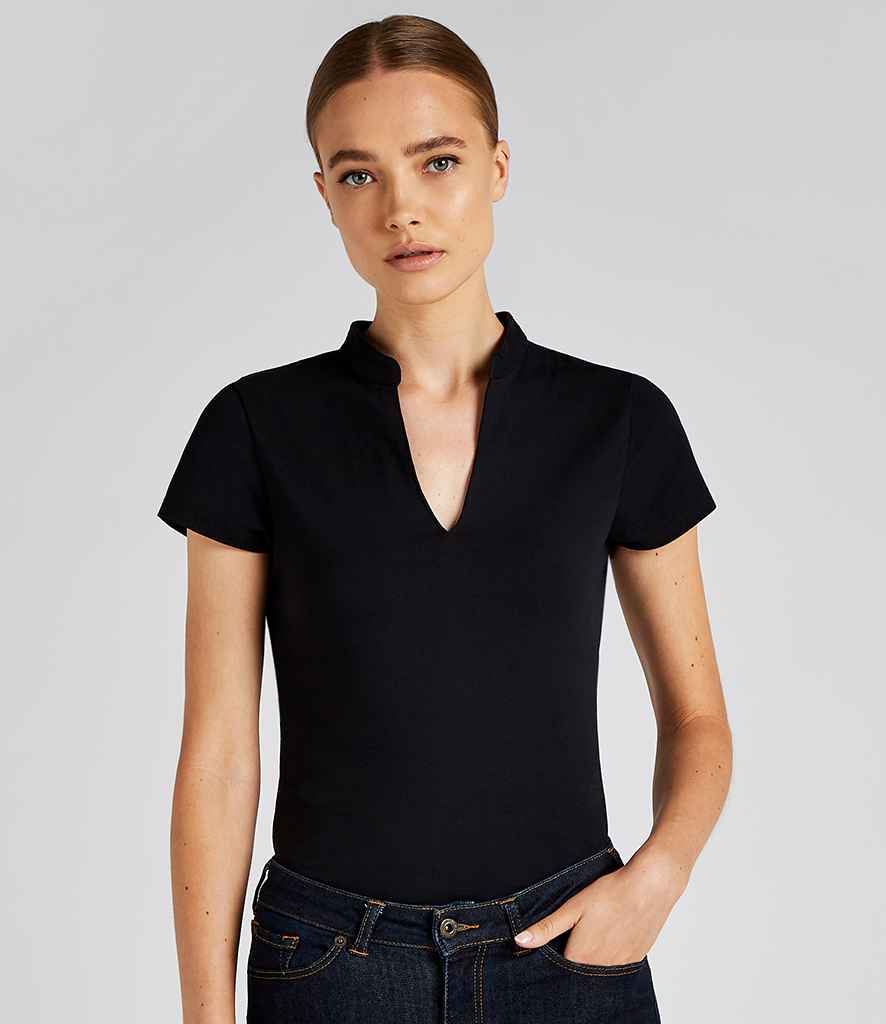Kustom Kit Ladies V Neck Corporate Top in Black by Kustom Kit — Custom branded clothing by Print Press, featuring premium embroidery produced in our specialist print lab in the UK.