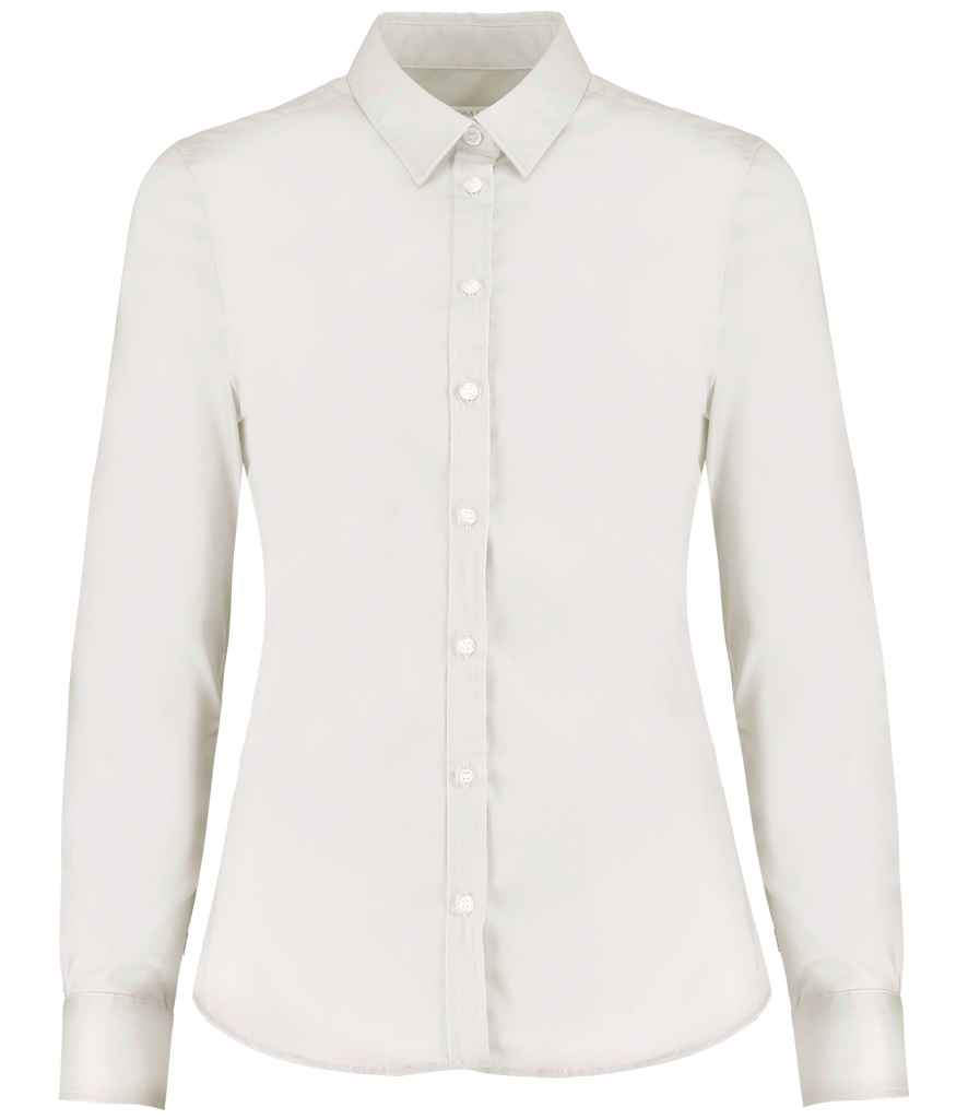 Kustom Kit Ladies Long Sleeve Tailored Stretch Oxford Shirt in by Kustom Kit — Custom branded clothing by Print Press, featuring premium embroidery produced in our specialist print lab in the UK.