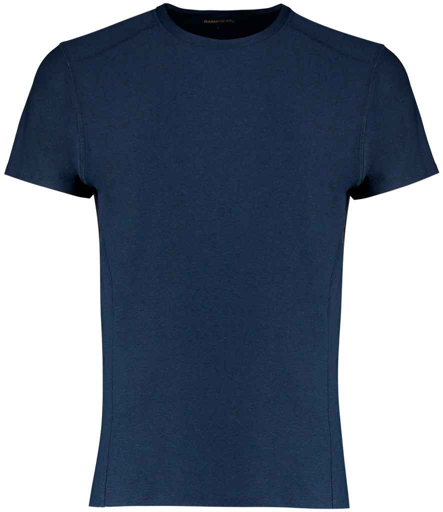 Gamegear Compact Stretch Performance T-Shirt in Navy Melange by Gamegear — Custom branded clothing by Print Press, featuring premium embroidery produced in our specialist print lab in the UK.