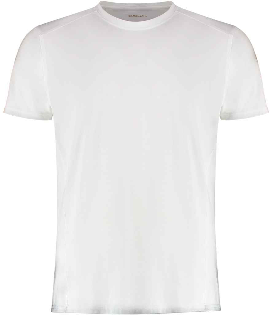 Gamegear Compact Stretch Performance T-Shirt in White by Gamegear — Custom branded clothing by Print Press, featuring premium embroidery produced in our specialist print lab in the UK.