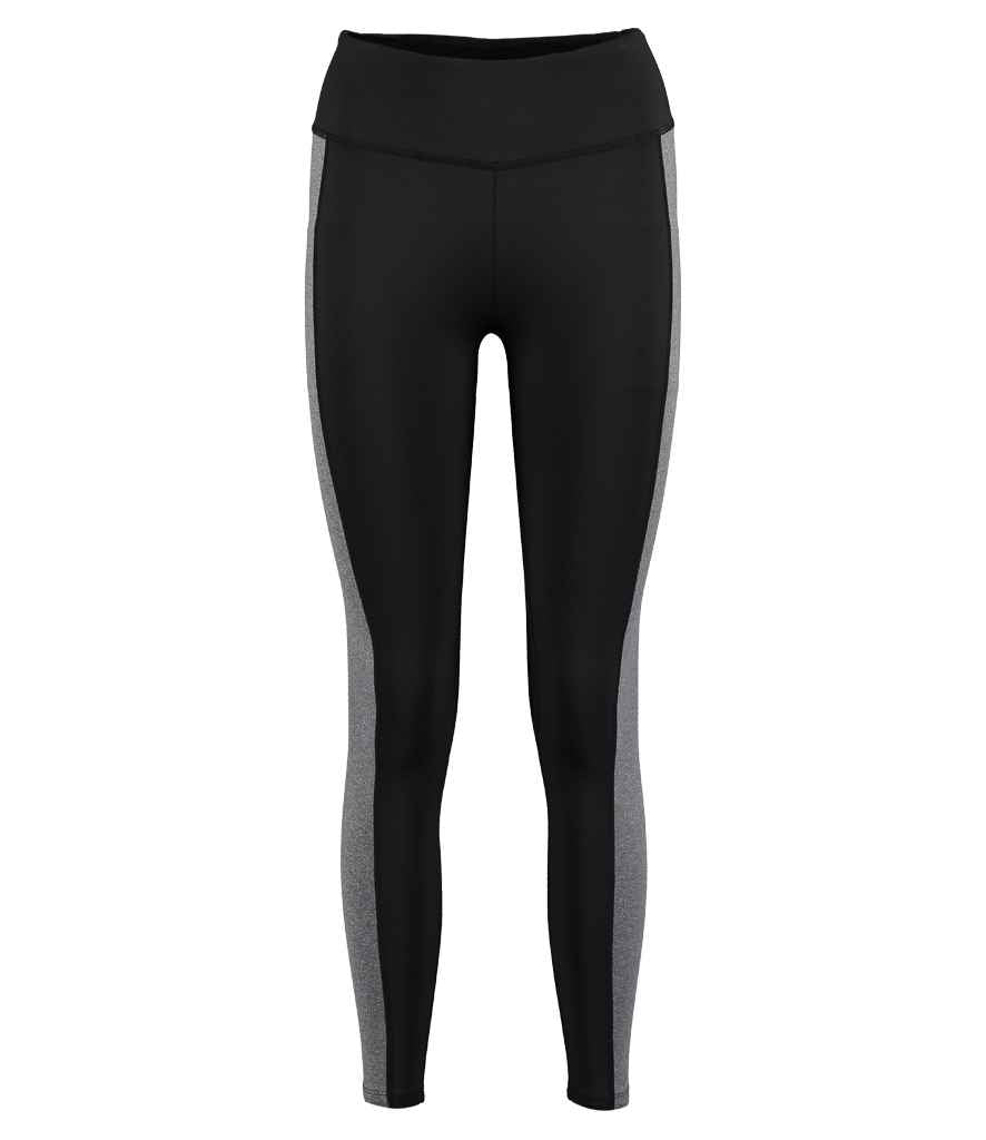 Gamegear Ladies Contrast Leggings in Black Grey Melange by Gamegear — Custom branded clothing by Print Press, featuring premium embroidery produced in our specialist print lab in the UK.