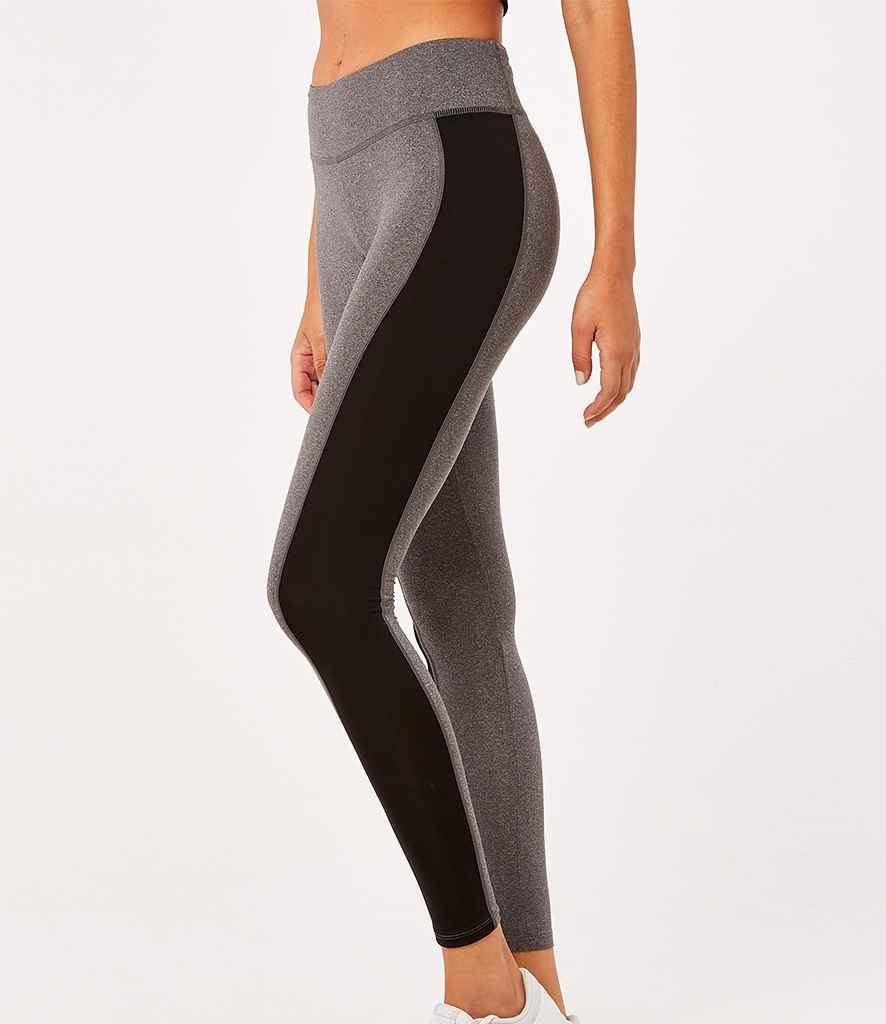 Gamegear Ladies Contrast Leggings in Grey Melange Black by Gamegear — Custom branded clothing by Print Press, featuring premium embroidery produced in our specialist print lab in the UK.