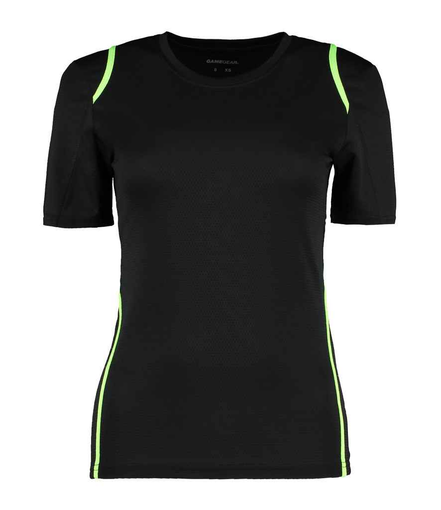 Gamegear Ladies CooltexT-Shirt in Black Fluorescent Lime by Gamegear — Custom branded clothing by Print Press, featuring premium embroidery produced in our specialist print lab in the UK.