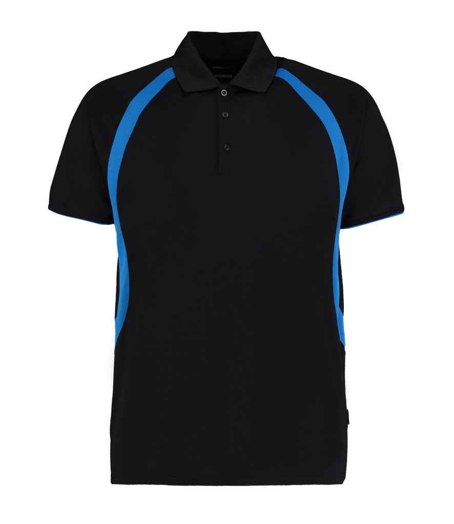 Gamegear CooltexRiviera Polo Shirt in Black Electric Blue by Gamegear — Custom branded clothing by Print Press, featuring premium embroidery produced in our specialist print lab in the UK.