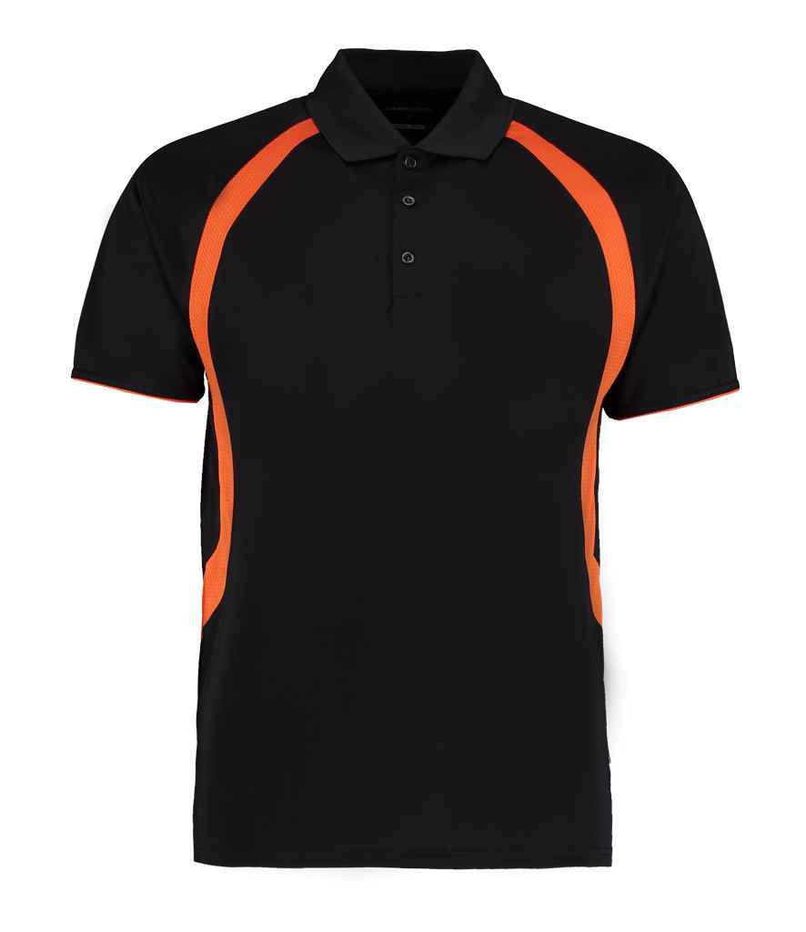 Gamegear CooltexRiviera Polo Shirt in Black Fluorescent Orange by Gamegear — Custom branded clothing by Print Press, featuring premium embroidery produced in our specialist print lab in the UK.