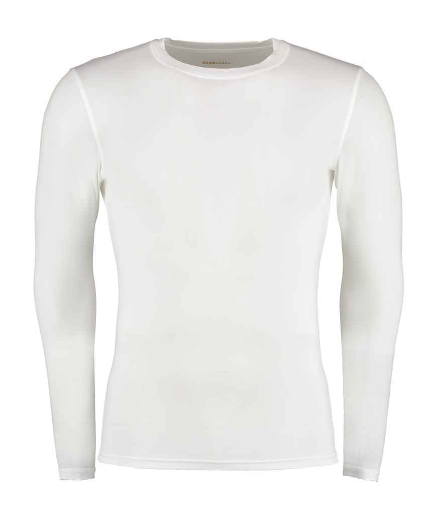 Gamegear Warmtex Long Sleeve Base Layer in White by Gamegear — Custom branded clothing by Print Press, featuring premium embroidery produced in our specialist print lab in the UK.