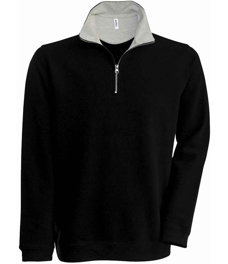 Kariban Trucker Zip Neck Sweatshirt in Black Heather Grey by Kariban — Custom branded clothing by Print Press, featuring premium embroidery produced in our specialist print lab in the UK.