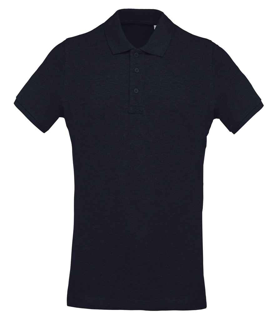 Kariban Organic Pique Polo Shirt in French Navy Heather by Kariban — Custom branded clothing by Print Press, featuring premium embroidery produced in our specialist print lab in the UK.