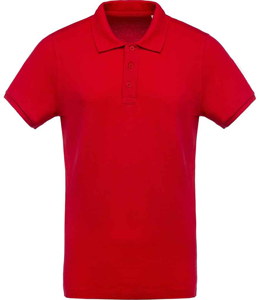 Kariban Organic Pique Polo Shirt in Red by Kariban — Custom branded clothing by Print Press, featuring premium embroidery produced in our specialist print lab in the UK.
