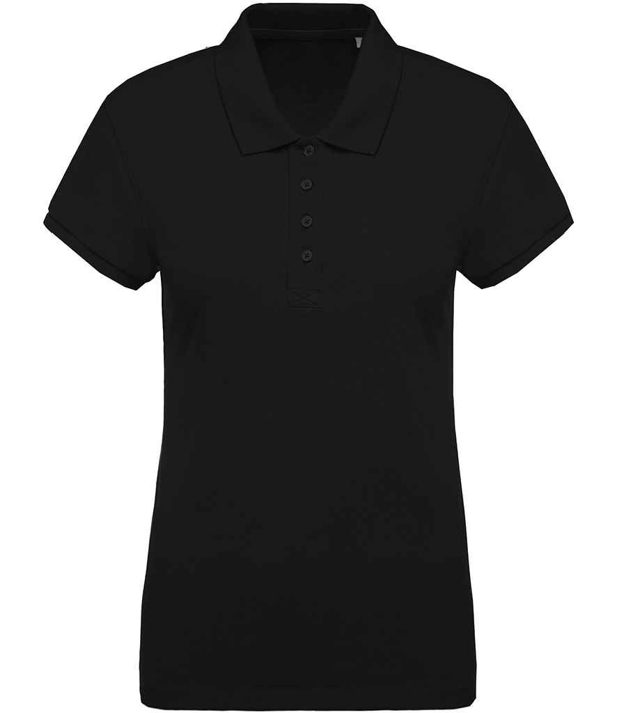 Kariban Ladies Organic Pique Polo Shirt in Black by Kariban — Custom branded clothing by Print Press, featuring premium embroidery produced in our specialist print lab in the UK.