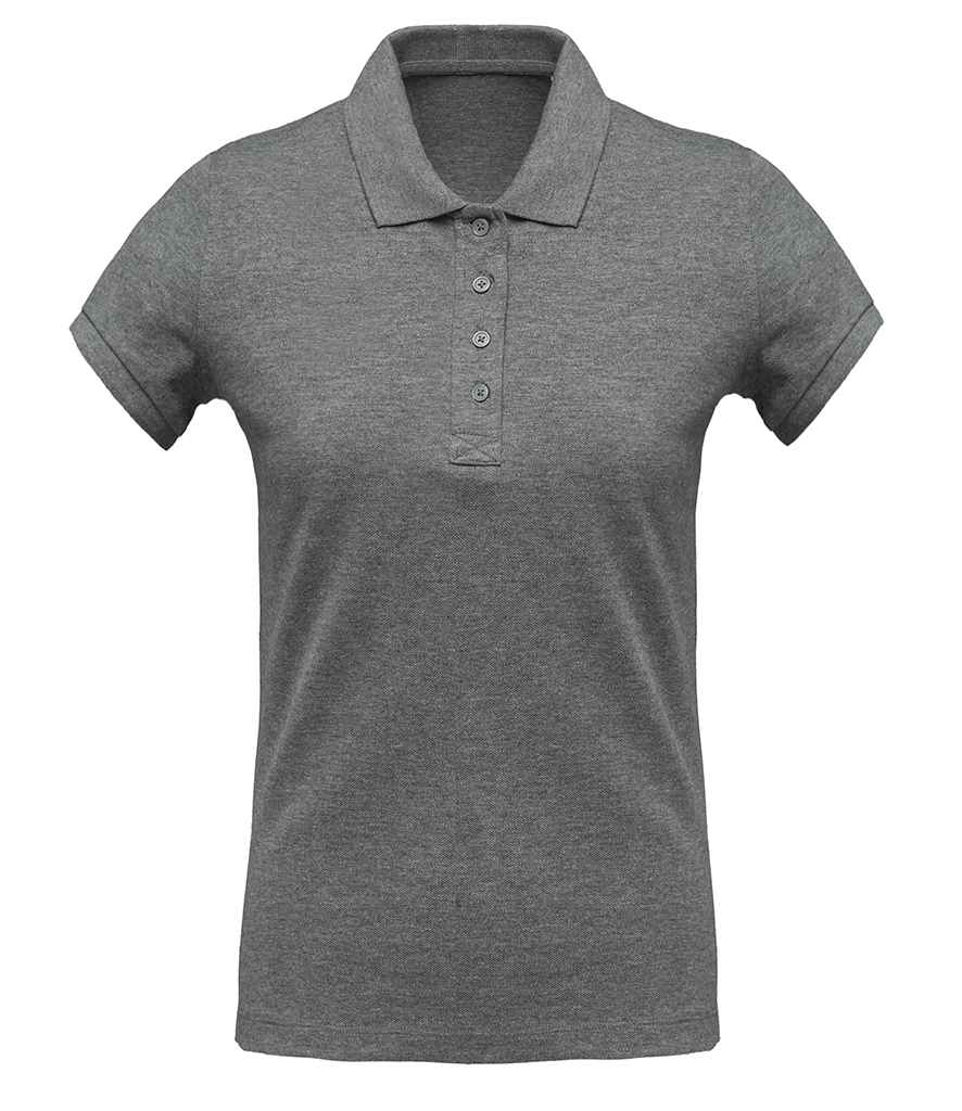 Kariban Ladies Organic Pique Polo Shirt in Grey Heather by Kariban — Custom branded clothing by Print Press, featuring premium embroidery produced in our specialist print lab in the UK.
