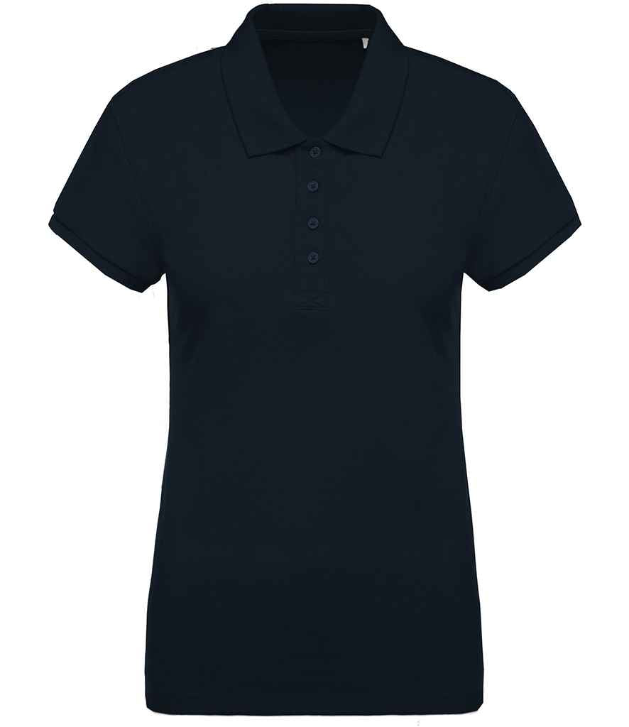 Kariban Ladies Organic Pique Polo Shirt in Navy by Kariban — Custom branded clothing by Print Press, featuring premium embroidery produced in our specialist print lab in the UK.
