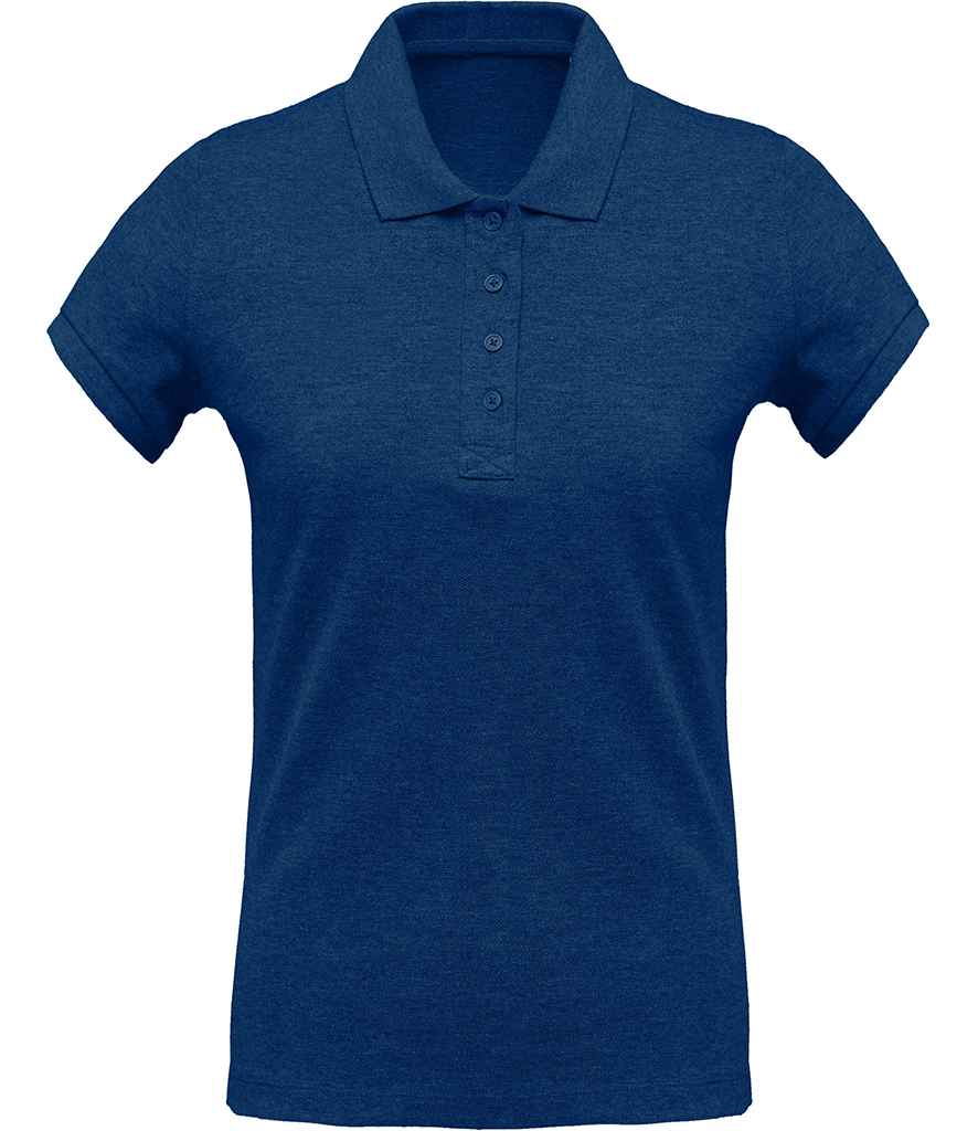 Kariban Ladies Organic Pique Polo Shirt in Ocean Blue Heather by Kariban — Custom branded clothing by Print Press, featuring premium embroidery produced in our specialist print lab in the UK.
