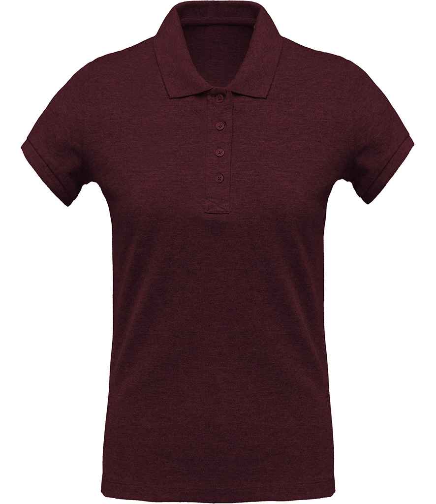 Kariban Ladies Organic Pique Polo Shirt in Wine Heather by Kariban — Custom branded clothing by Print Press, featuring premium embroidery produced in our specialist print lab in the UK.