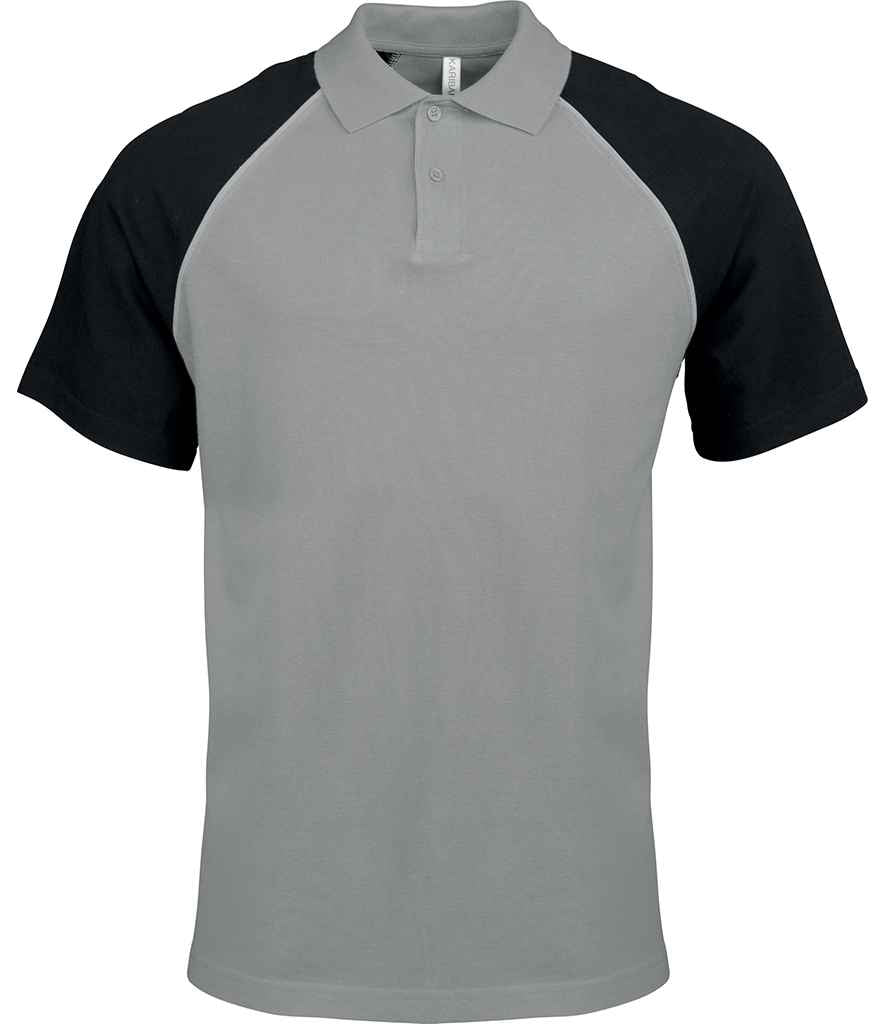 Kariban Baseball Cotton Pique Polo Shirt in Slate Grey Black by Kariban — Custom branded clothing by Print Press, featuring premium embroidery produced in our specialist print lab in the UK.