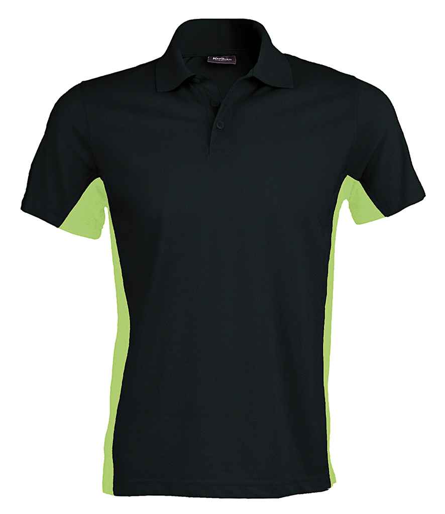 Kariban Flag Poly/Cotton Pique Polo Shirt in Black Lime Green by Kariban — Custom branded clothing by Print Press, featuring premium embroidery produced in our specialist print lab in the UK.