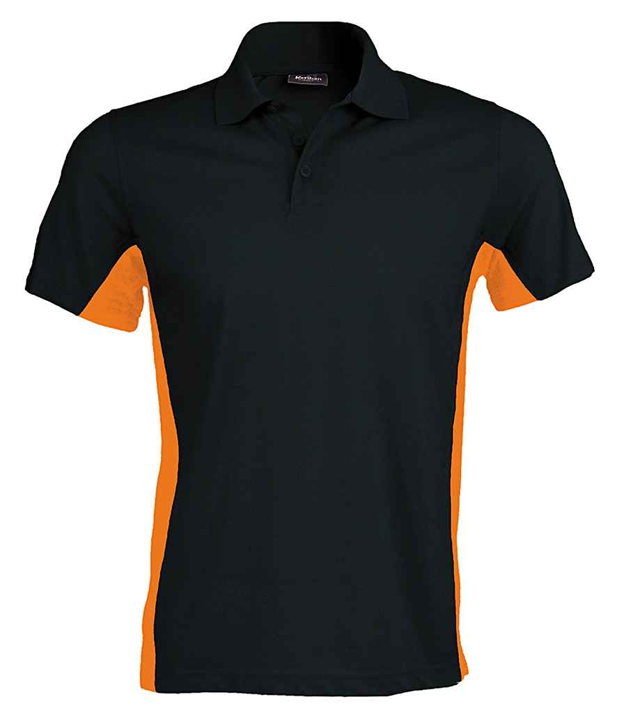 Kariban Flag Poly/Cotton Pique Polo Shirt in Black Orange by Kariban — Custom branded clothing by Print Press, featuring premium embroidery produced in our specialist print lab in the UK.