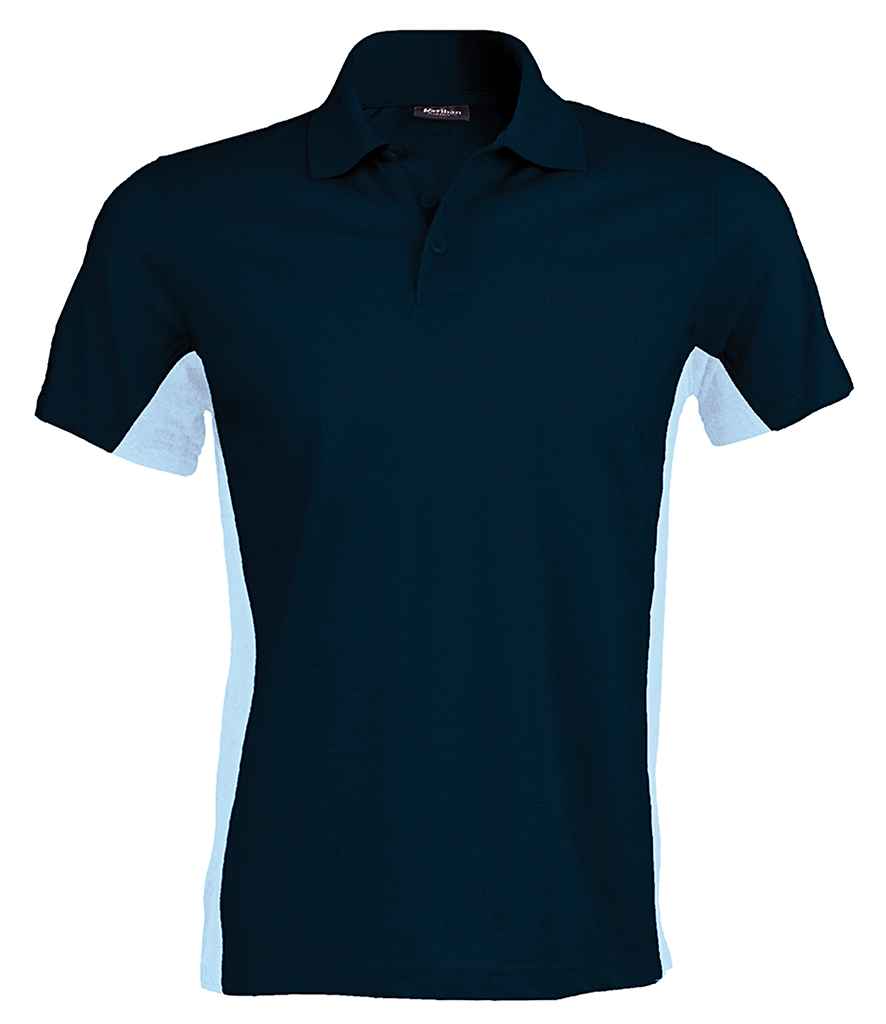 Kariban Flag Poly/Cotton Pique Polo Shirt in Navy Sky Blue by Kariban — Custom branded clothing by Print Press, featuring premium embroidery produced in our specialist print lab in the UK.