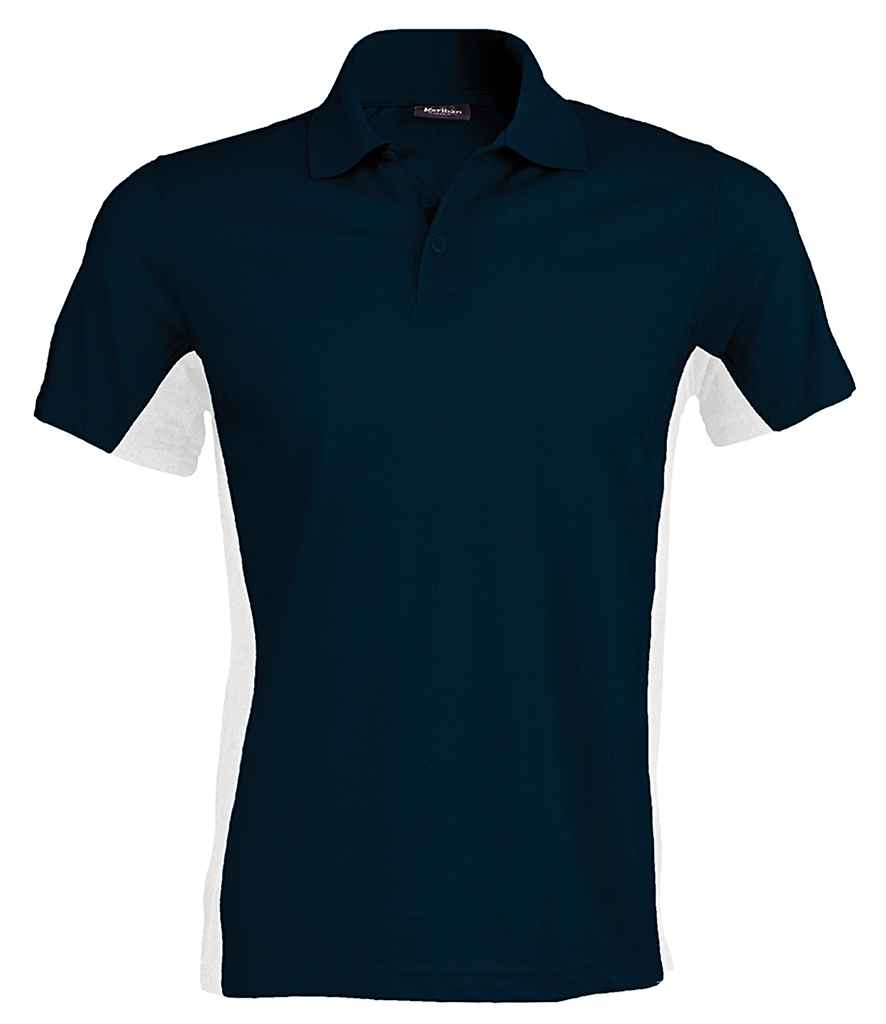 Kariban Flag Poly/Cotton Pique Polo Shirt in Navy White by Kariban — Custom branded clothing by Print Press, featuring premium embroidery produced in our specialist print lab in the UK.