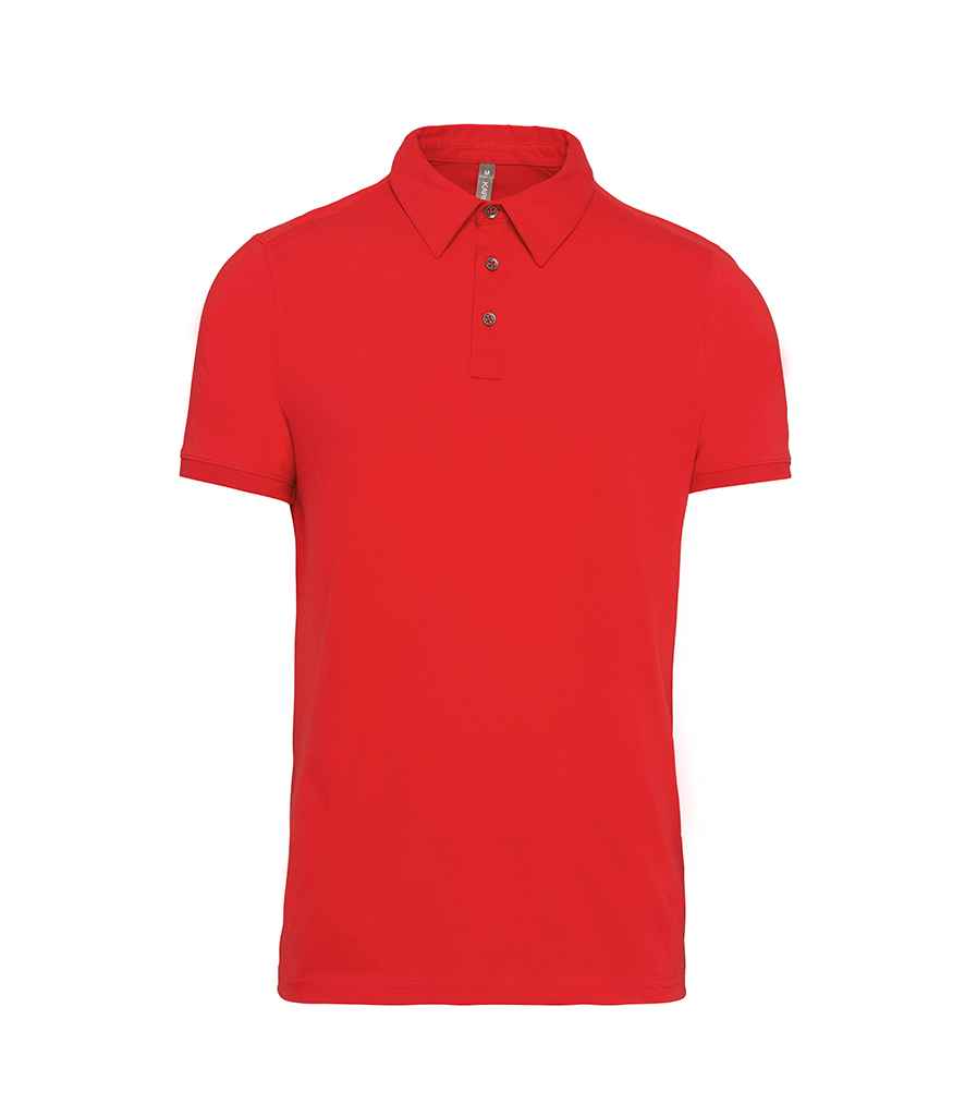 Kariban Jersey Polo Shirt in Red by Kariban — Custom branded clothing by Print Press, featuring premium embroidery produced in our specialist print lab in the UK.