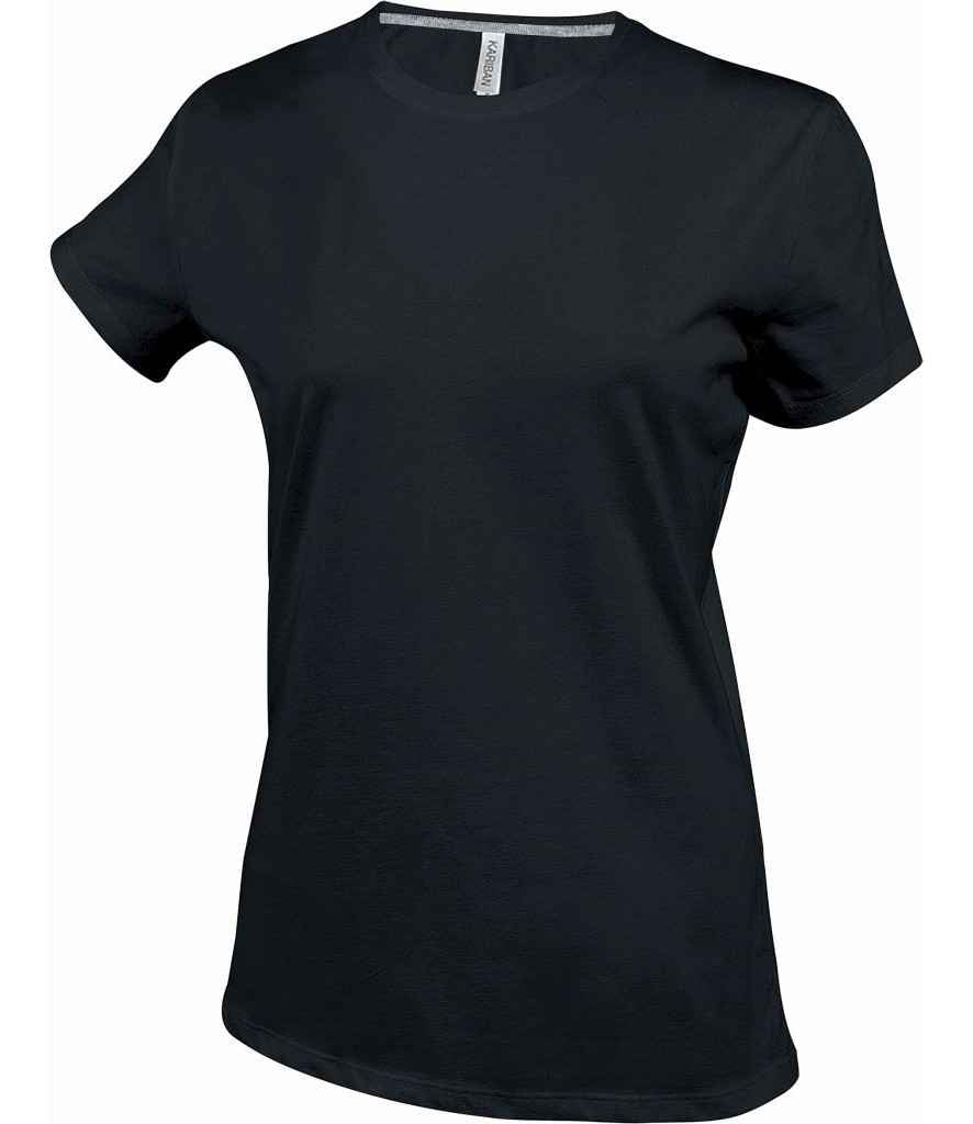 Kariban Ladies Crew Neck T-Shirt in Black by Kariban — Custom branded clothing by Print Press, featuring premium embroidery produced in our specialist print lab in the UK.