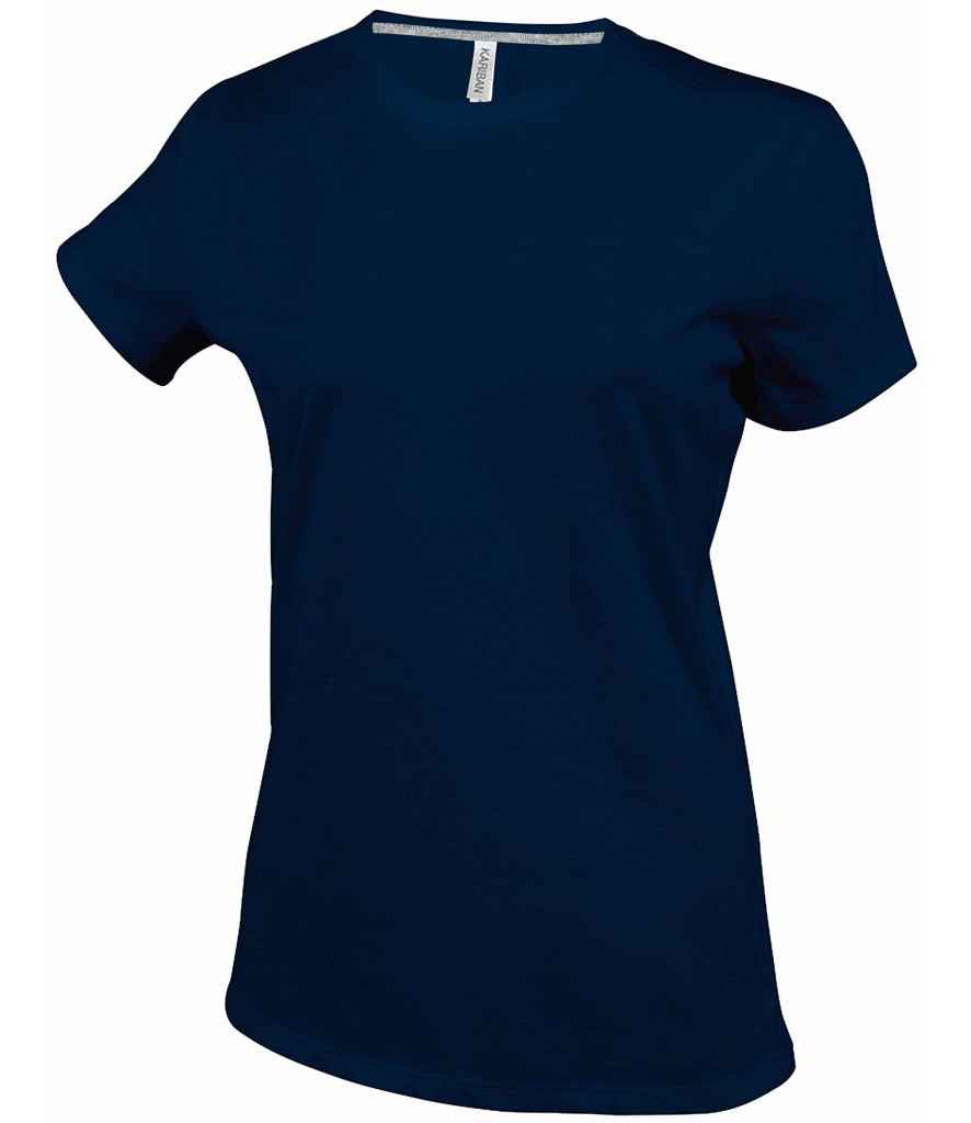 Kariban Ladies Crew Neck T-Shirt in Navy by Kariban — Custom branded clothing by Print Press, featuring premium embroidery produced in our specialist print lab in the UK.