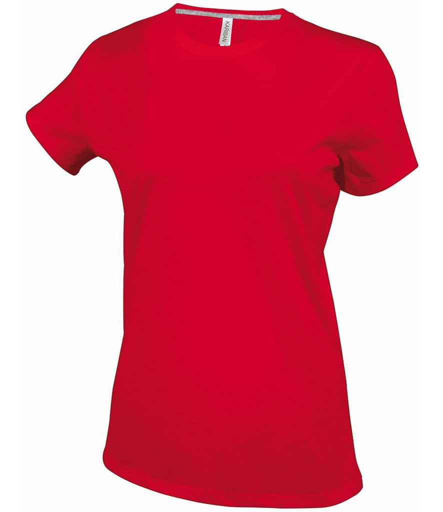 Kariban Ladies Crew Neck T-Shirt in Red by Kariban — Custom branded clothing by Print Press, featuring premium embroidery produced in our specialist print lab in the UK.