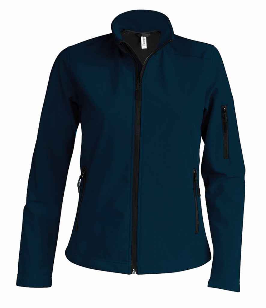 Kariban Ladies Soft Shell Jacket in Navy by Kariban — Custom branded clothing by Print Press, featuring premium embroidery produced in our specialist print lab in the UK.