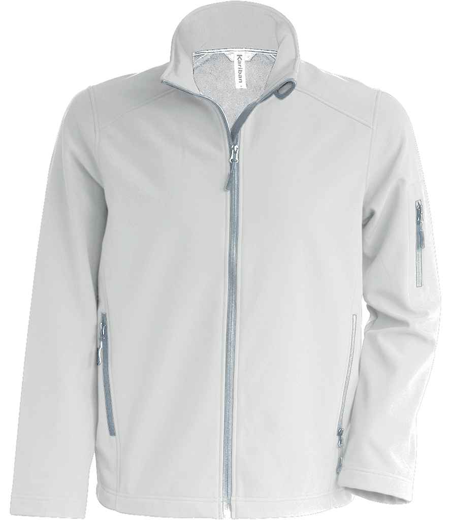 Kariban Soft Shell Jacket in White by Kariban — Custom branded clothing by Print Press, featuring premium embroidery produced in our specialist print lab in the UK.