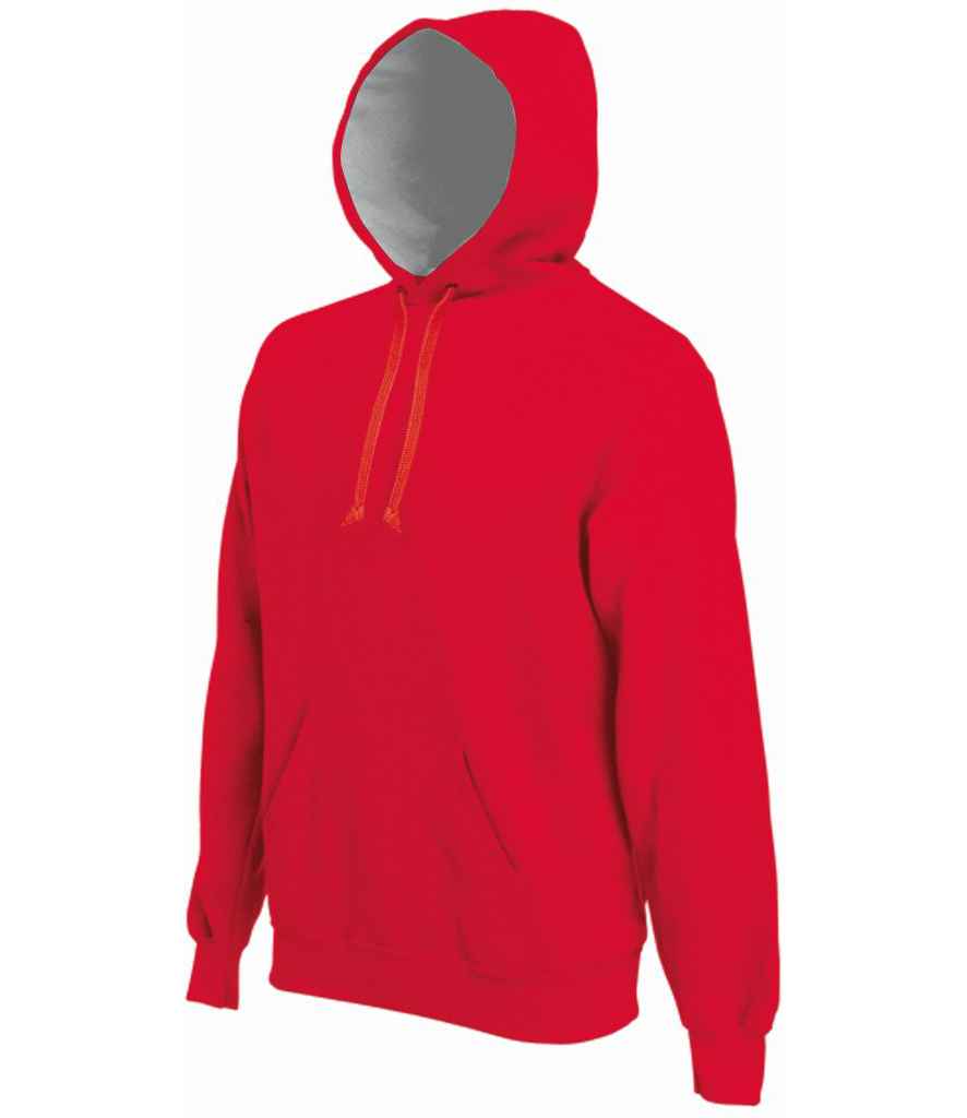 Kariban Heavy Contrast Hoodie in Red by Kariban — Custom branded clothing by Print Press, featuring premium embroidery produced in our specialist print lab in the UK.