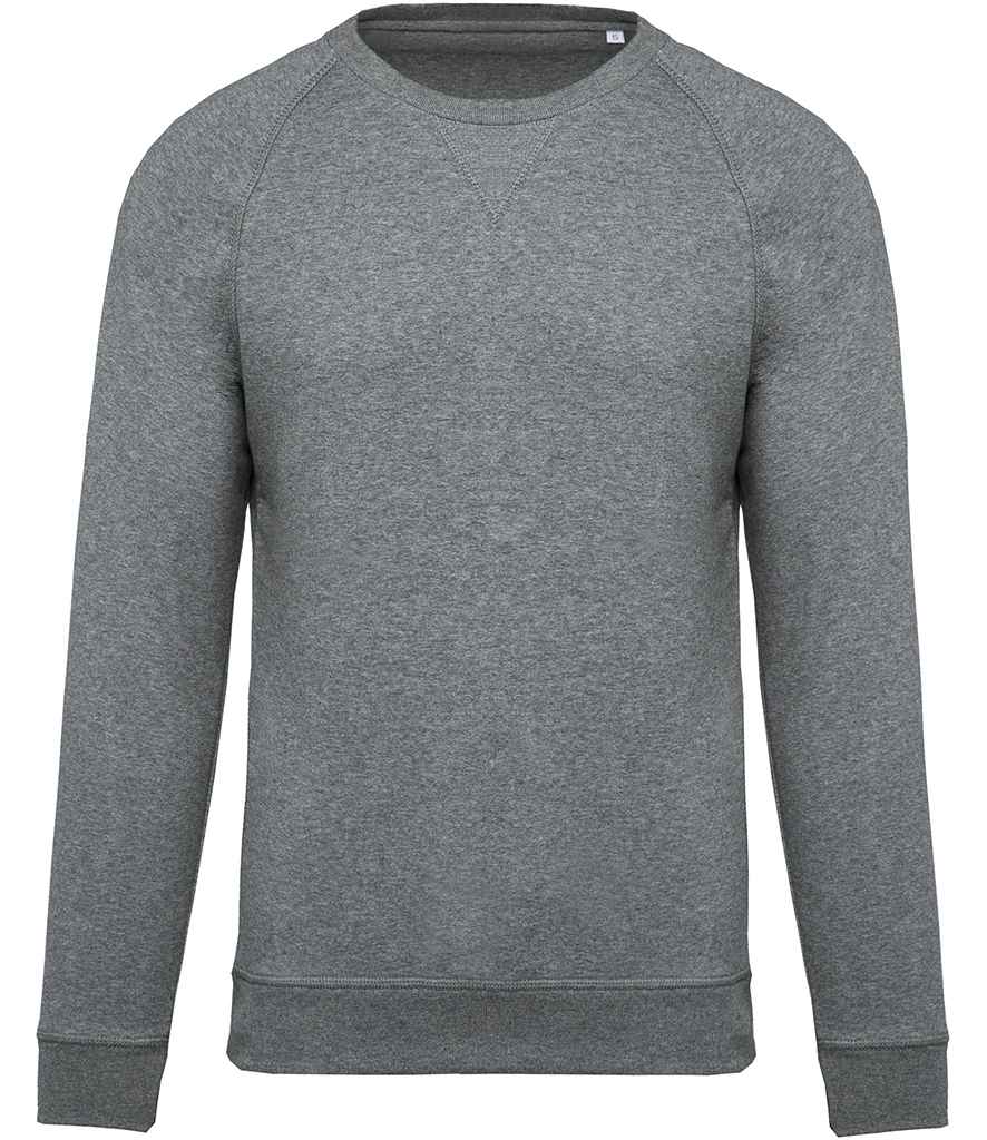 Kariban Organic Raglan Sweatshirt in Grey Heather by Kariban — Custom branded clothing by Print Press, featuring premium embroidery produced in our specialist print lab in the UK.