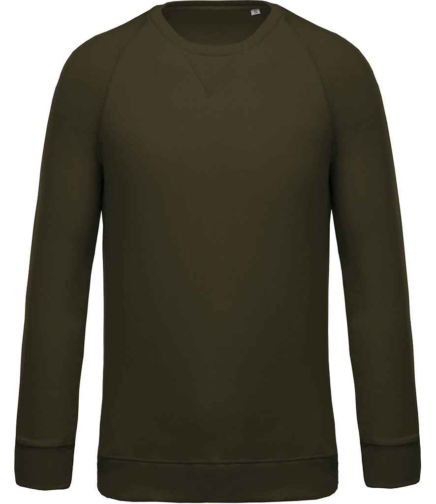 Kariban Organic Raglan Sweatshirt in Moss Green by Kariban — Custom branded clothing by Print Press, featuring premium embroidery produced in our specialist print lab in the UK.