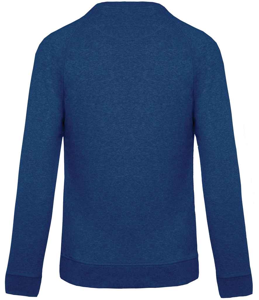 Kariban Organic Raglan Sweatshirt in Ocean Blue Heather by Kariban — Custom branded clothing by Print Press, featuring premium embroidery produced in our specialist print lab in the UK.